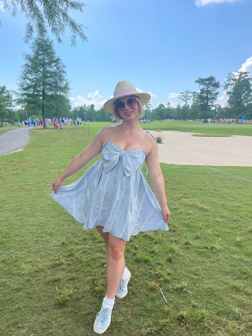 Blue Babydoll Bow Dress