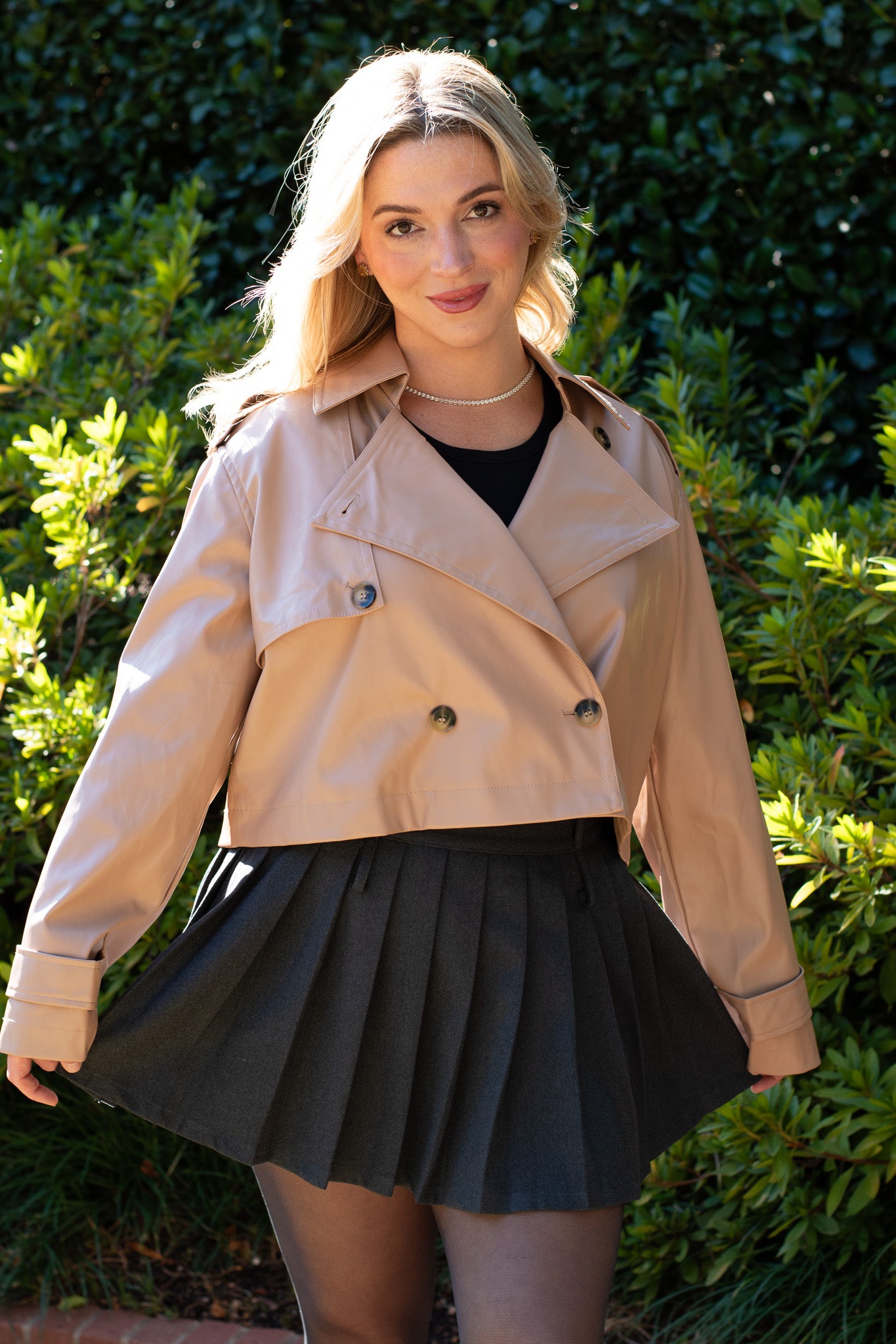Charcoal Pleated Mini Skirt