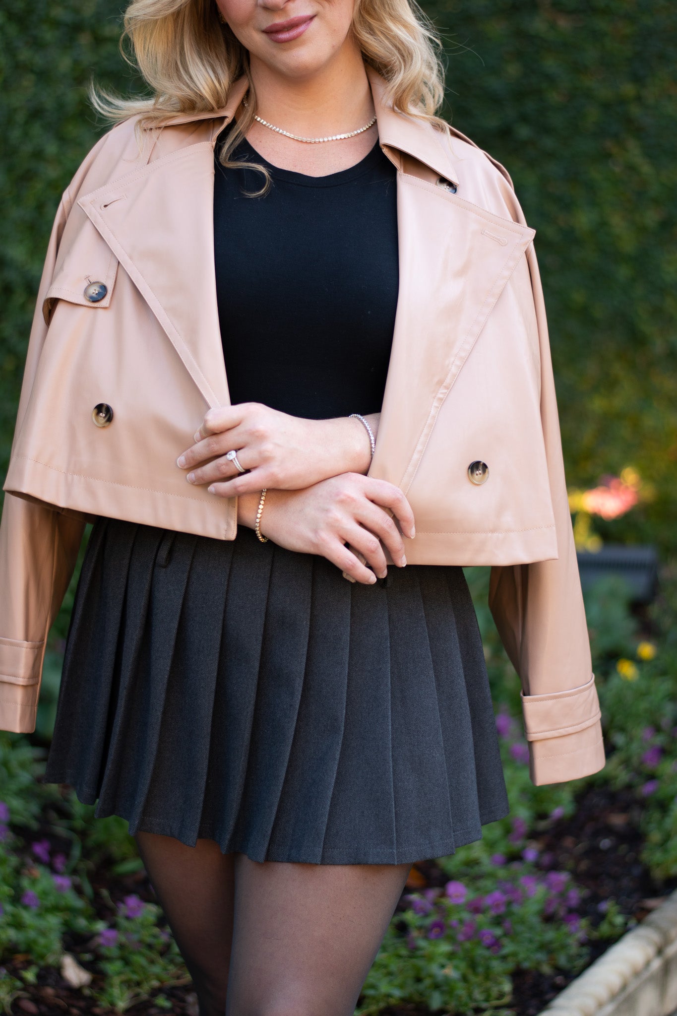 Charcoal Pleated Mini Skirt