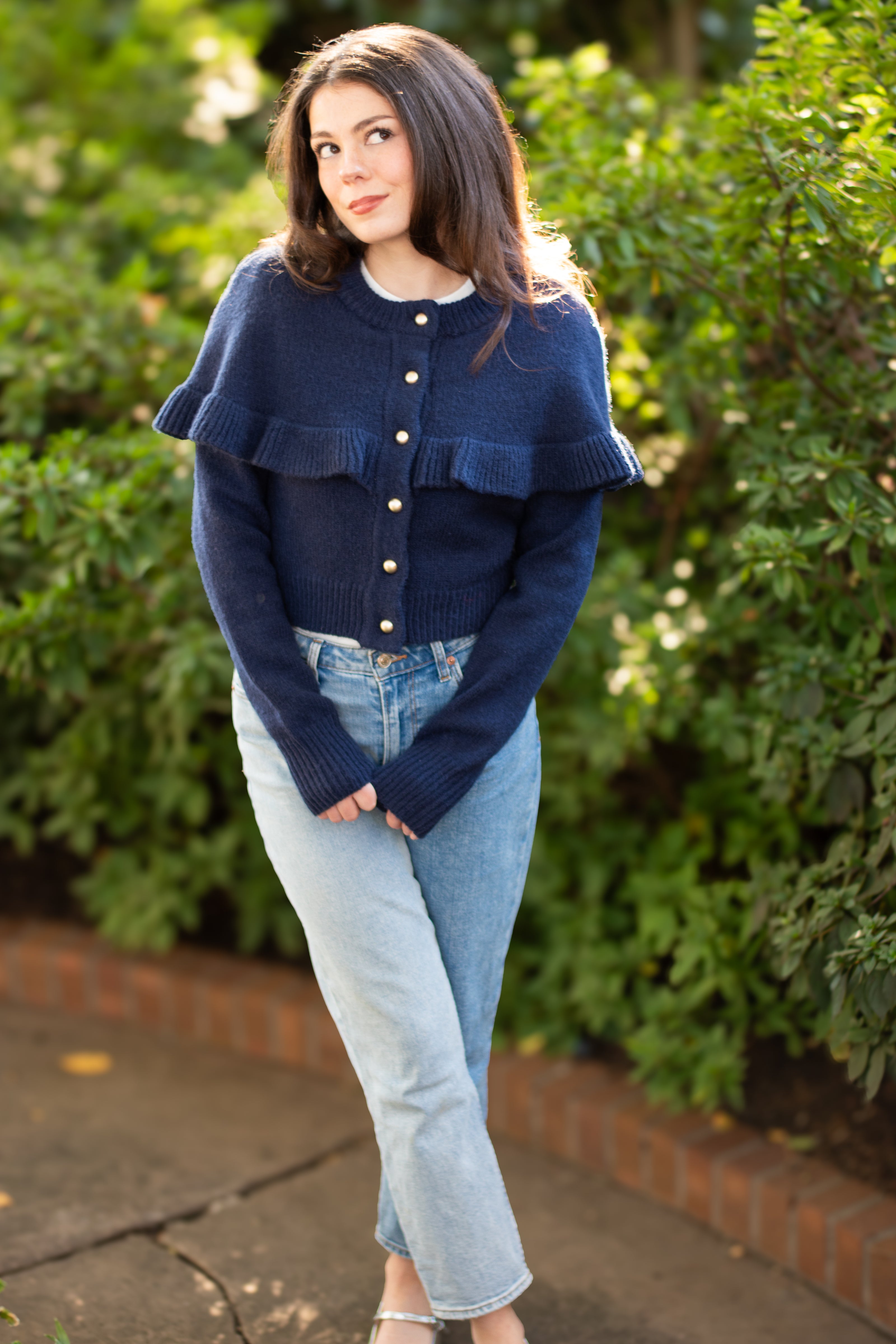Navy Cape Cardigan