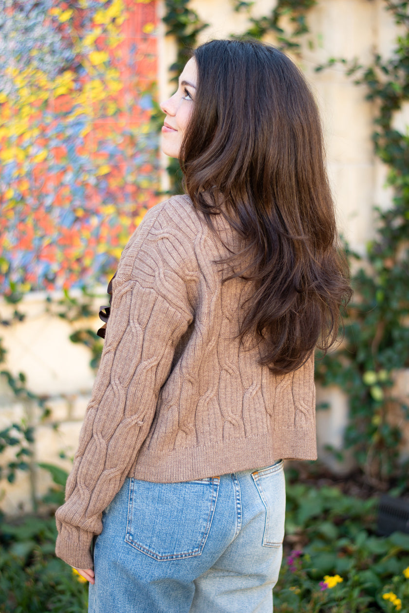 Brown Sweater with Satin Bows