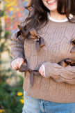 Brown Sweater with Satin Bows