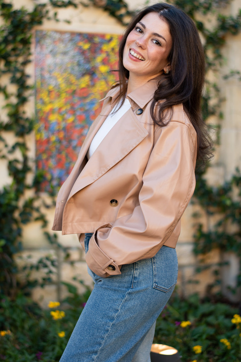 Cropped Leather Trench