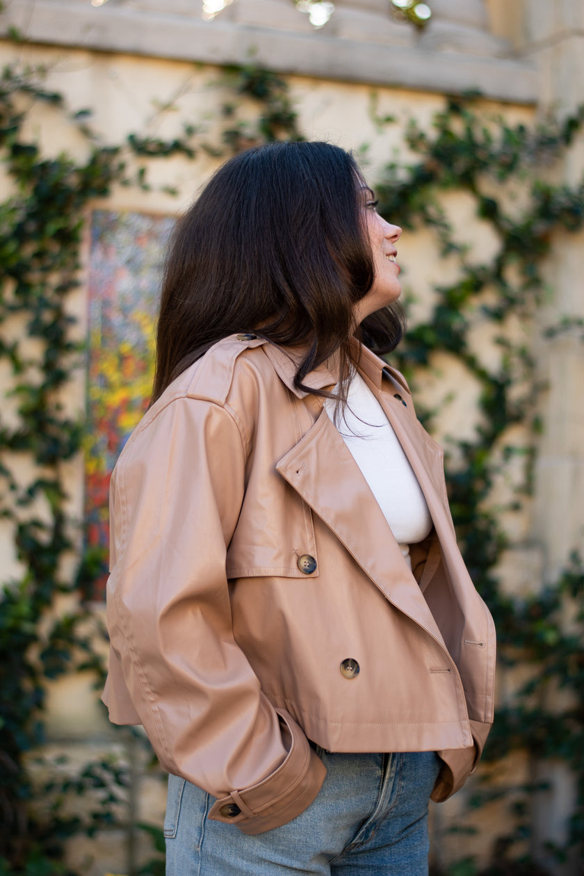 Cropped Leather Trench