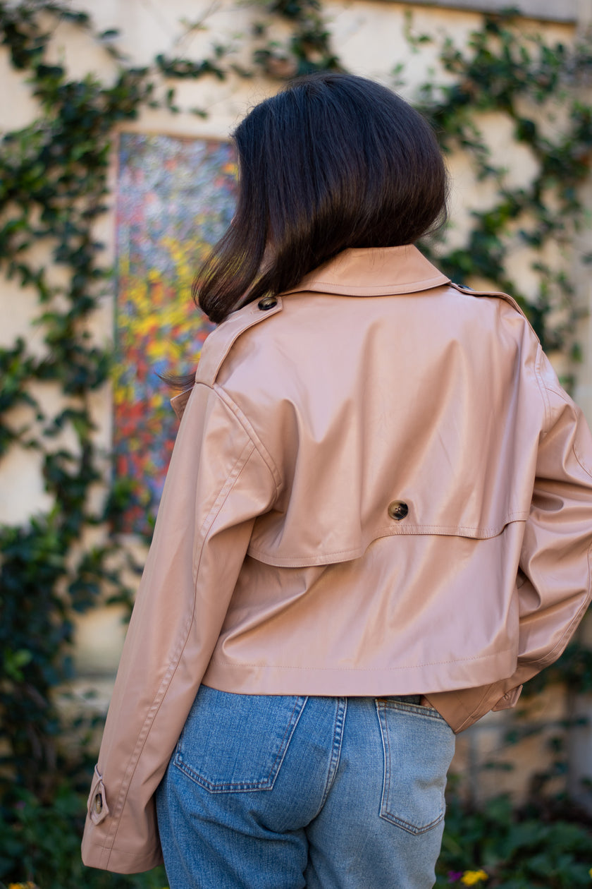 Cropped Leather Trench