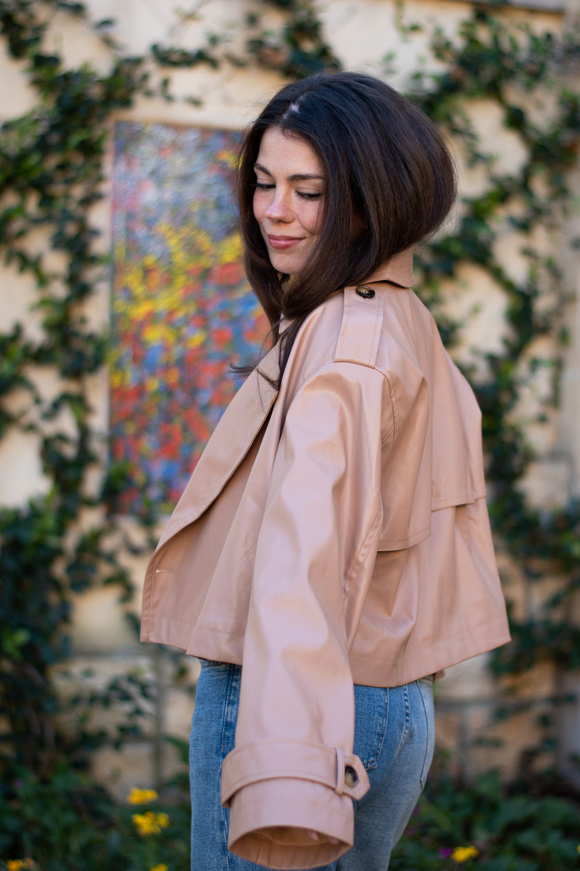 Cropped Leather Trench