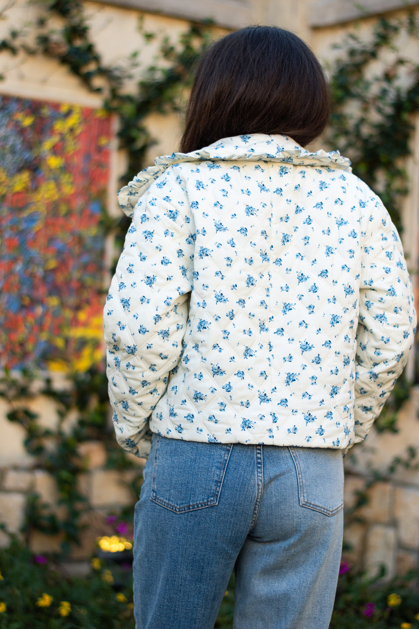Blue Rose Quilted Puffer Jacket