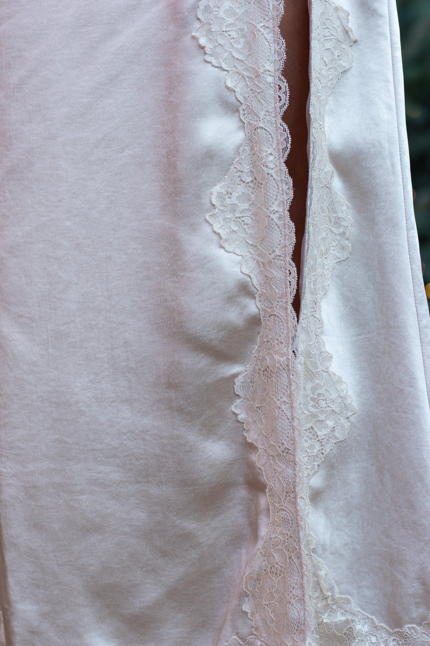 Cream Satin Maxi Skirt