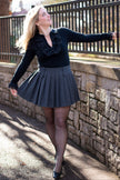 Charcoal Pleated Mini Skirt