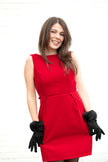 Red Velvet Dress with Pink Satin Bow