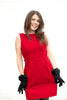 Red Velvet Dress with Pink Satin Bow