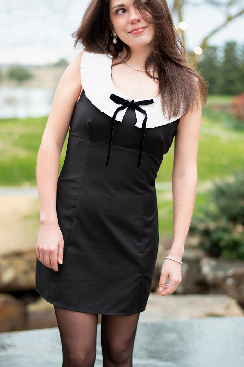 Black Dress with White Collar