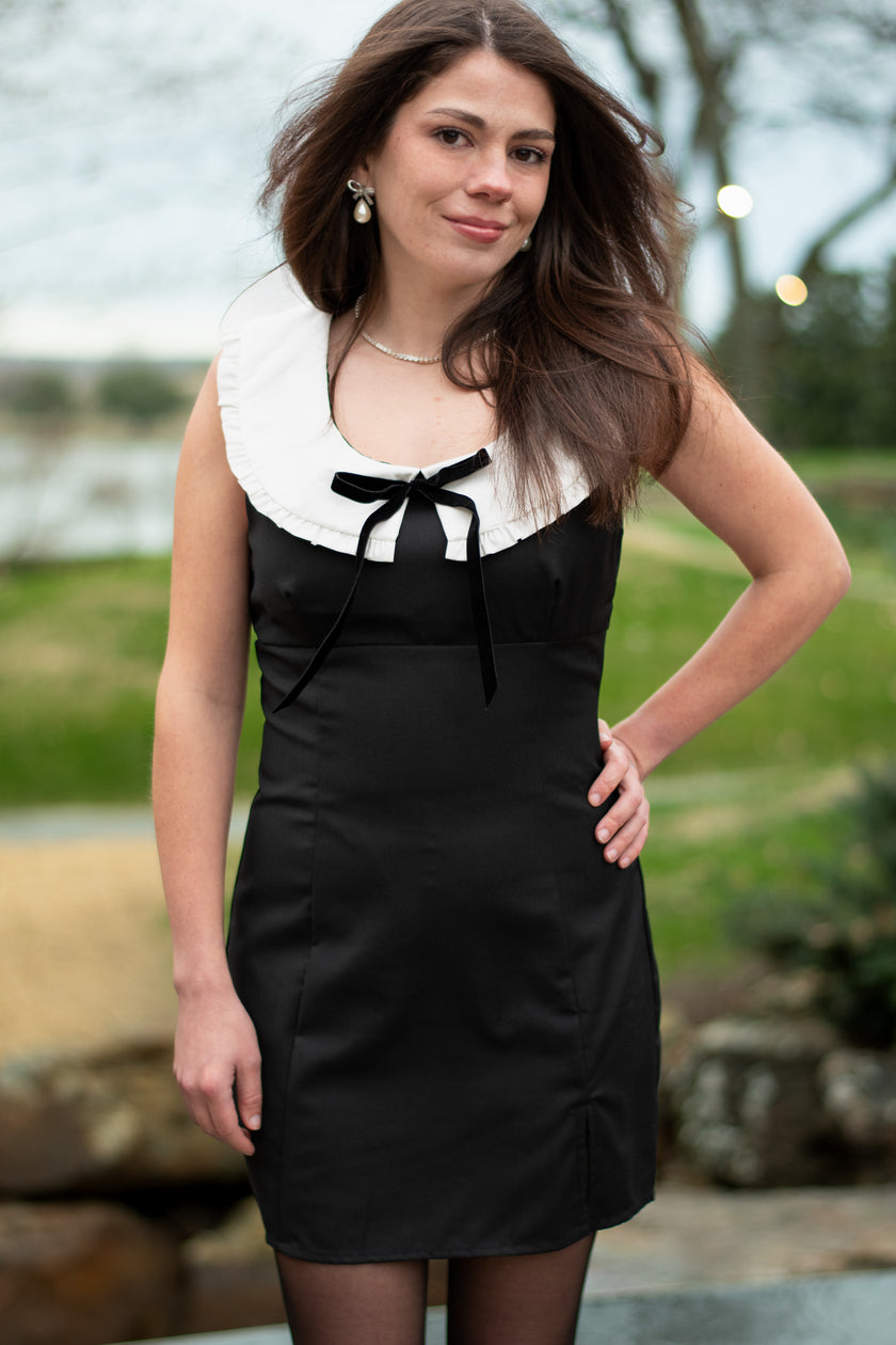 Black Dress with White Collar