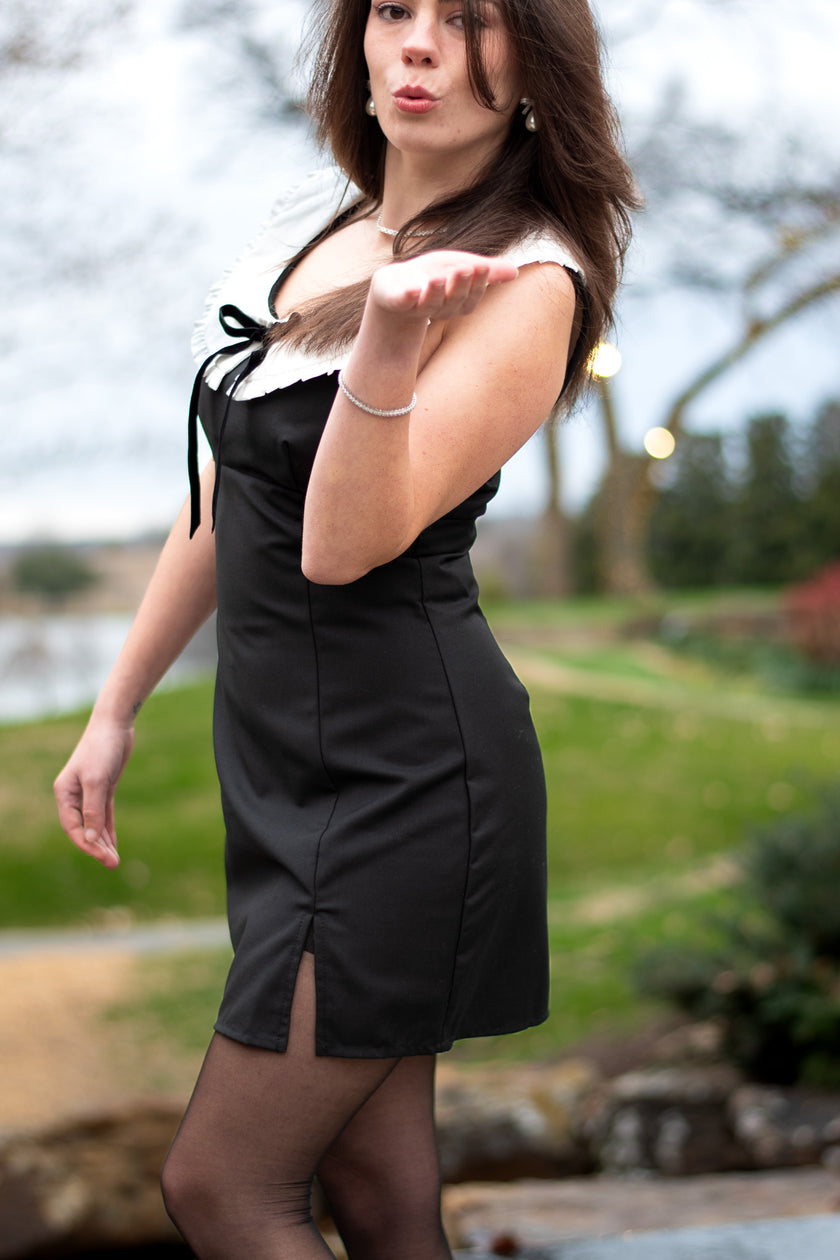 Black Dress with White Collar