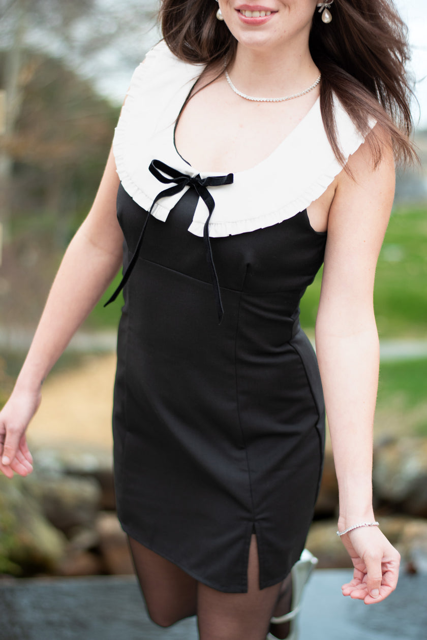 Black Dress with White Collar