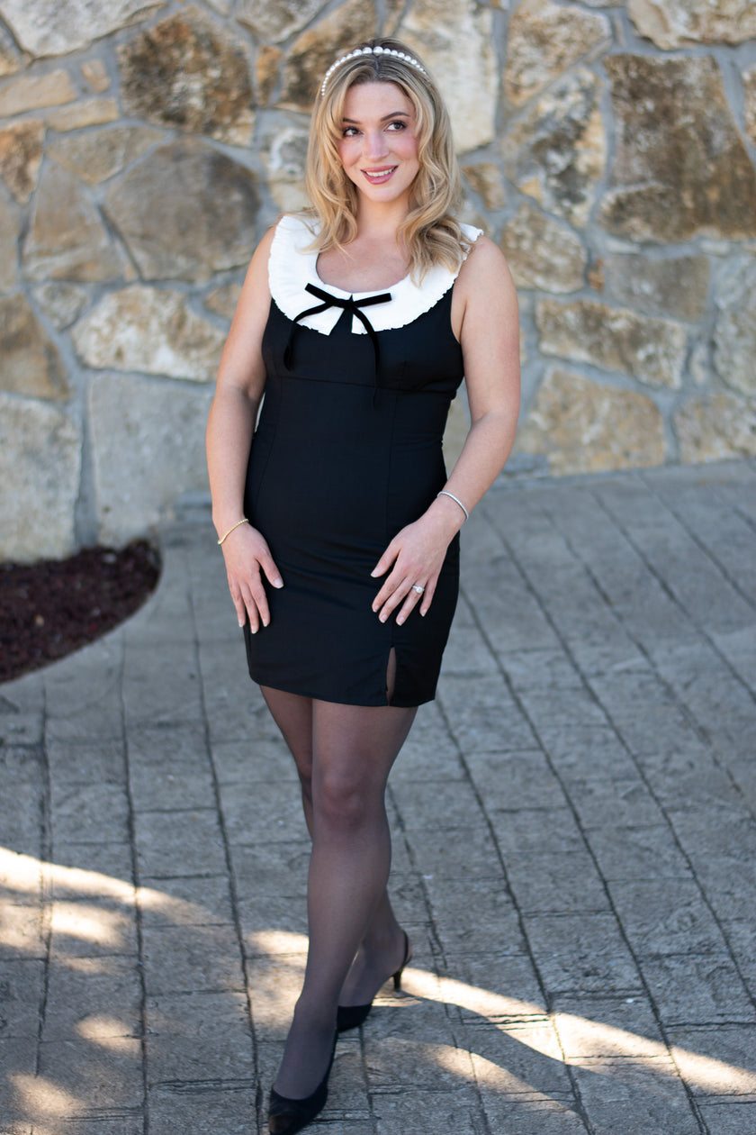 Black Dress with White Collar